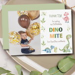 Dino-mite birthday photo  thank you card<br><div class="desc">Dino-mite birthday photo Thank You Card is a cute design with high quality green colour dinosaurs and tropical leaves. Customize or edit further by please clicking the "customize further" link and use our design tool to modify this template. All text style, colors, sizes can be modified to fit your needs....</div>