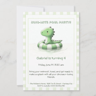 Dino-Mite Birthday Pool Party Invitation