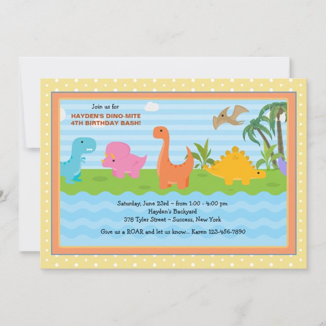 Dino-Mite Buddies Dinosaur Invitation (Front)