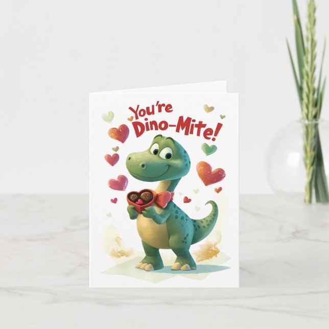 Dino-mite Child's Valentine's Day Card (Front)