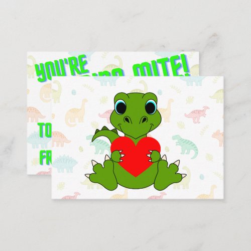 Dino_Mite Classroom Kids Valentines Note Card