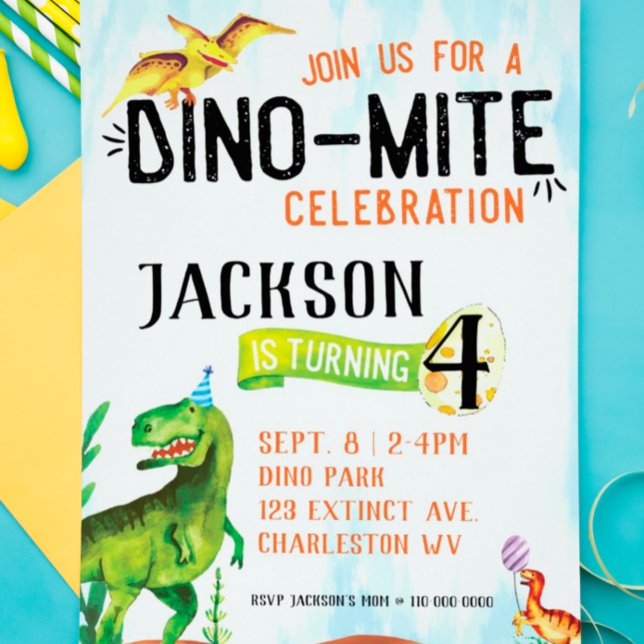 Dino-Mite Dinosaur Birthday Invitation (Creator Uploaded)