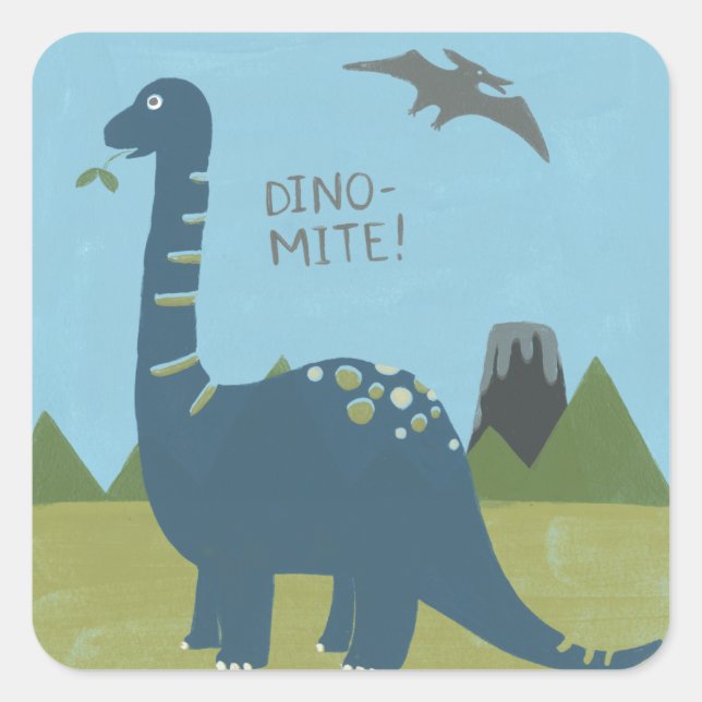 Dino-mite Dinosaur Square Sticker (Front)