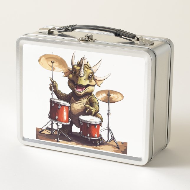 Dino-mite Drummer Metal Lunchbox (Front)