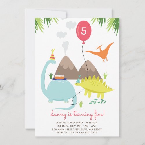 Dino Mite Fun Birthday party invitation