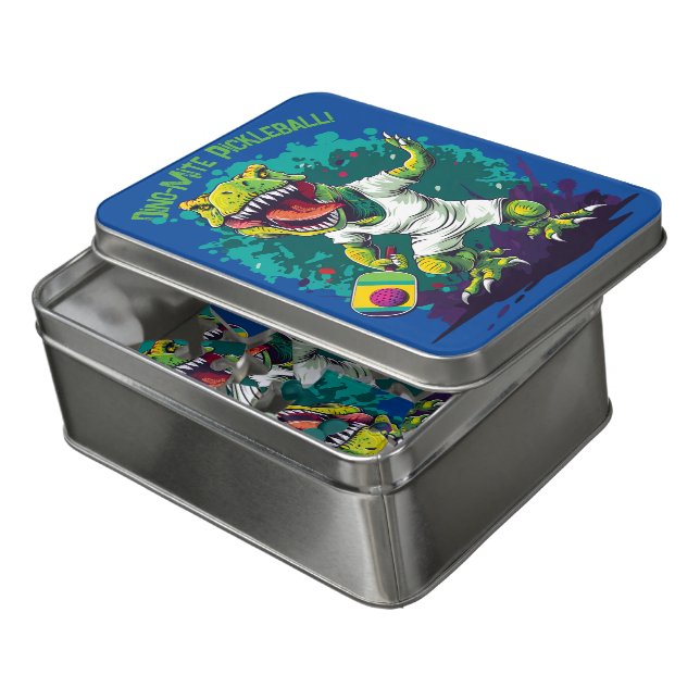 Dino-mite funny pickleball  jigsaw puzzle (Lid Open)