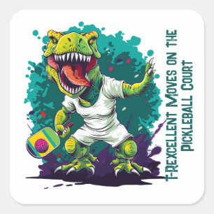 Dino-mite funny pickleball  square sticker