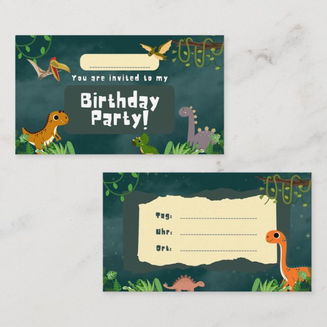 Dino-Mite Jungle Fun! - Birthday Party Invitation (Front/Back)
