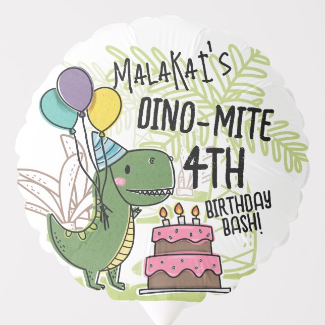Dino-Mite Kid's Birthday Party Dinosaur Balloon (Front)