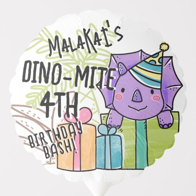 Dino-Mite Kid's Birthday Party Dinosaur Balloon (Front)