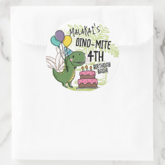Dino-Mite Kid's Birthday Party Dinosaur Classic Round Sticker