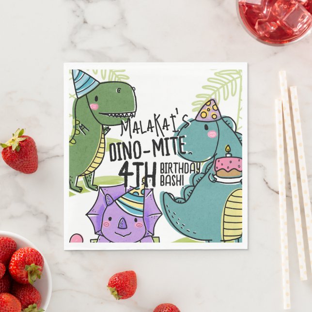 Dino-Mite Kid's Birthday Party Dinosaur Napkins (Insitu)