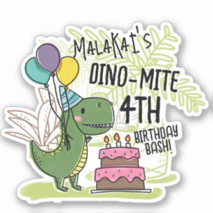 Dino-Mite Kid's Birthday Party Dinosaur Sticker