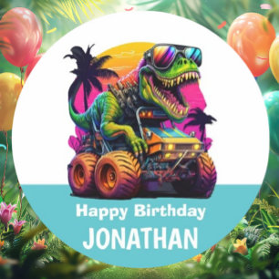Dino-Mite MONSTER TRUCK Birthday Party Button