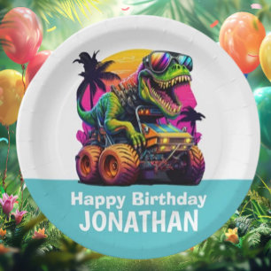  Dino-Mite MONSTER TRUCK Birthday Party Paper Plates