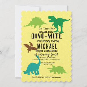 Dino-Mite Party Invites - Roaring Dinosaur Design