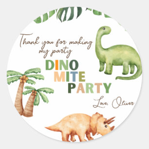 Dino-mite party kids birthday classic round sticker