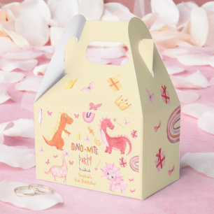 Dino-mite pink dino birthday party favor boxes