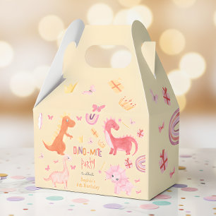 Dino-mite pink dino birthday party favor boxes