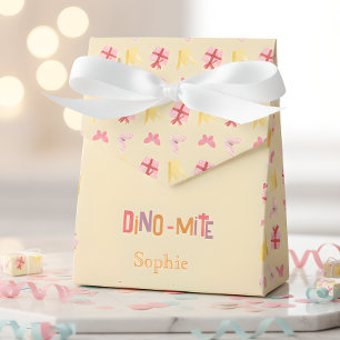 Dino-mite pink dino birthday party favor boxes