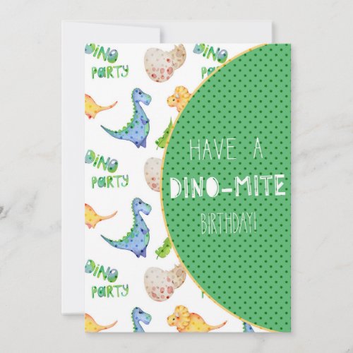 Dino_Mite Polka Dot Birthday Holiday Card