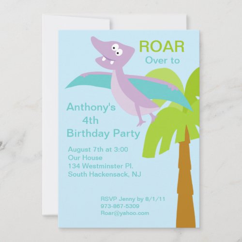 DINO_mite Pterodactyl Kids Birthday Invitation