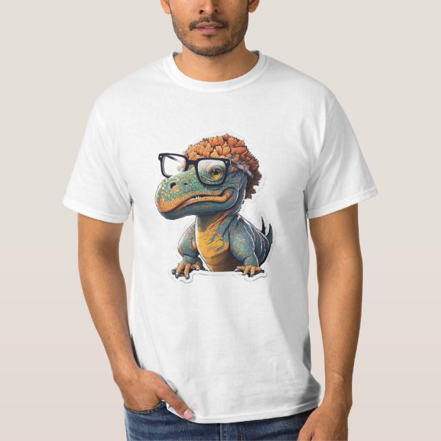 Dino-mite Style: The Spectacled Dinosaur T-Shirt (Front)