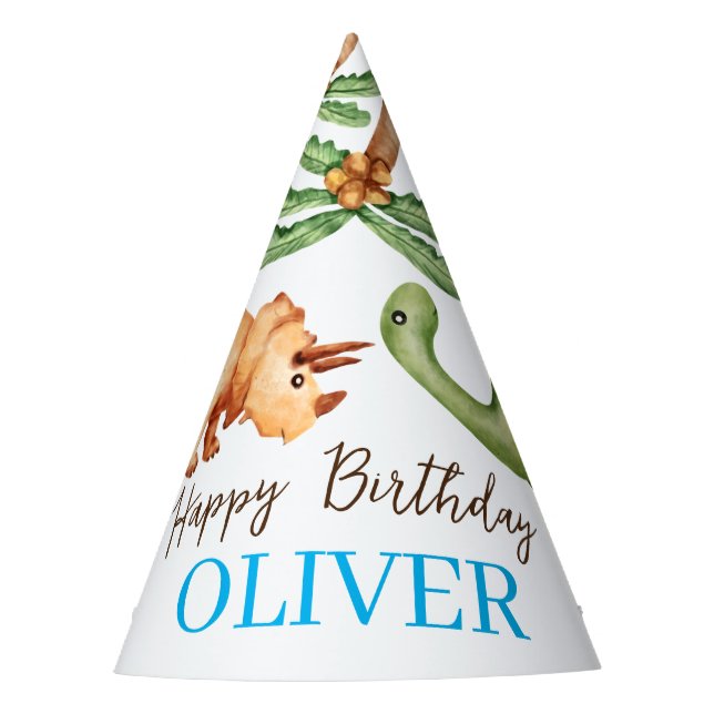 Dino-mite t-rex birthday party hat (Front)