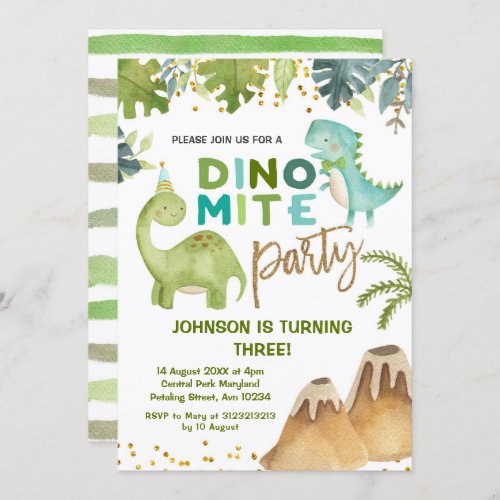 Dino_mite t_rex birthday party invitation