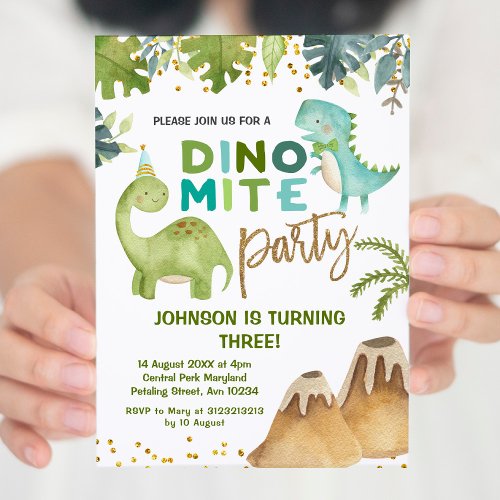 Dino_mite t_rex birthday party invitation