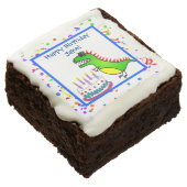 Dino-Mite Time Dinosaur and Cake Birthday Party Chocolate Brownie (Angled)