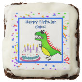 Dino-Mite Time Dinosaur and Cake Birthday Party Chocolate Brownie (Front)