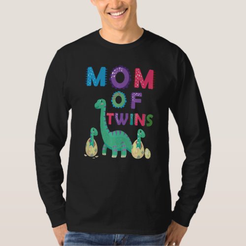 Dino Mom Of Twins Kids Mamasaurus Dinosaur Mom Mot T_Shirt