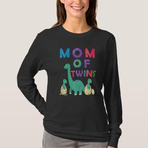 Dino Mom Of Twins Kids Mamasaurus Dinosaur Mom Mot T_Shirt