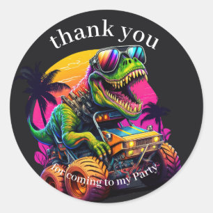 Dino Monster Truck Thank You Classic Round Sticker