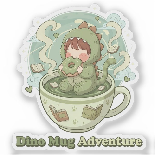 Dino Mug Adventure Sticker (Front)
