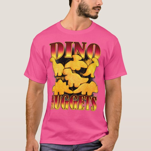 Dino Nuggets Bootleg Rap Aesthetic Dinosaur Chicke T-Shirt (Front)
