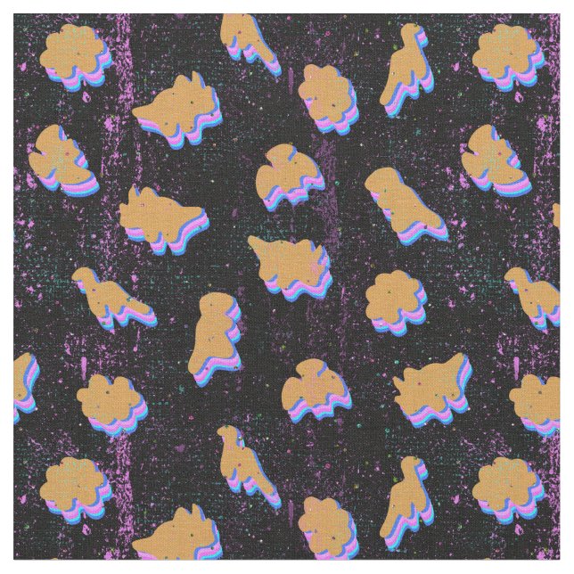 Dino nuggets party time fabric (Close Up)
