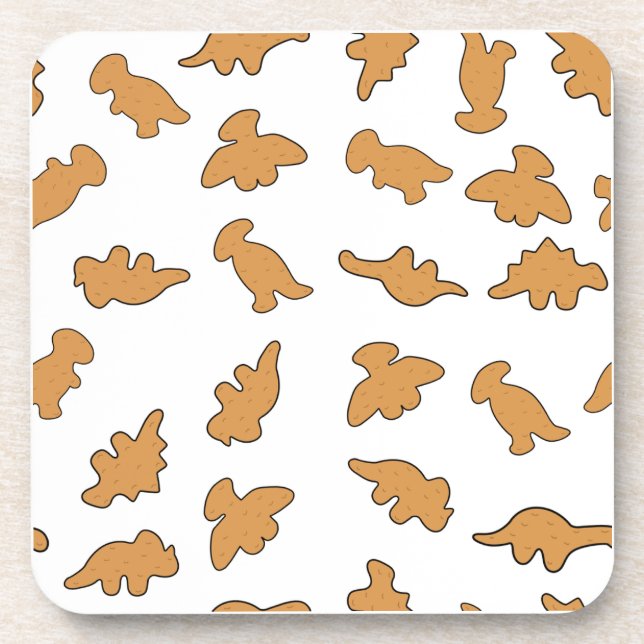 Dino Nuggets Pattern Beverage Coaster (Front)