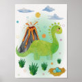 Dino Nursery Print Dinosaur Kids Room Poster | Zazzle
