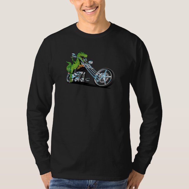 Dino On Dirt Bike Rex  Rider  Motorcycle Riding T-Shirt (Front)