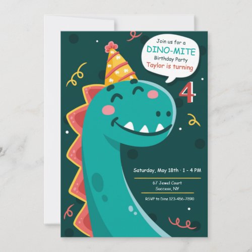Dino Party Birthday  Invitation