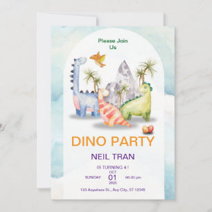 Dino Party Birthday Invitation – Customizable Kids