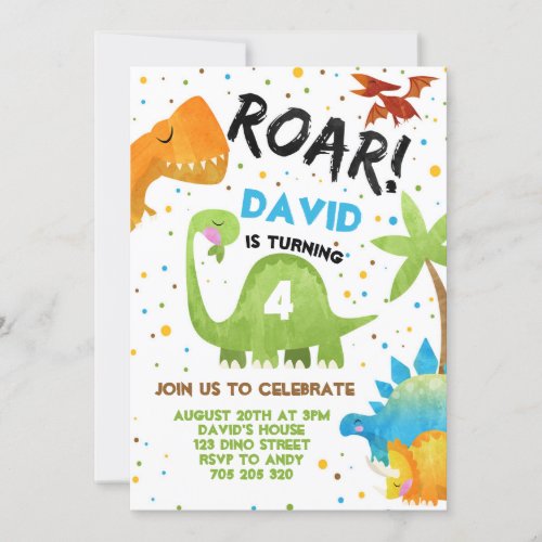 Dino Party Boy Dinosaur Jungle Birthday Invitation