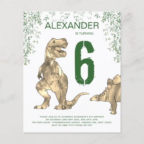 dino party boys dinosaur Birthday Budget Flyer