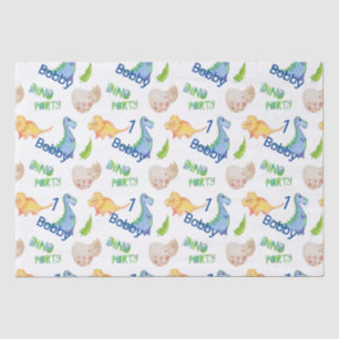 Dino Party Cute Dinosaur Birthday Boy Name & Age Tissue Paper
