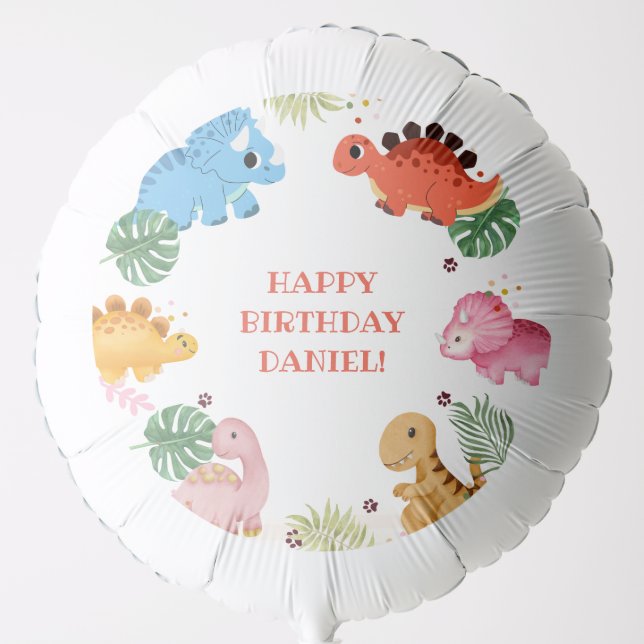 Dino Party Cute Dinosaur Birthday Party  Balloon (Front)