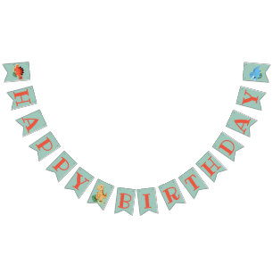 Dino Party Cute Dinosaur Birthday Party  Bunting Flags