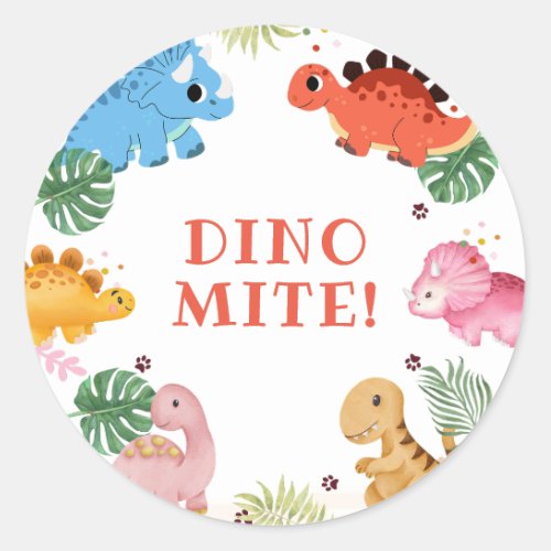 Dino Party Cute Dinosaur Birthday Party  Classic Round Sticker