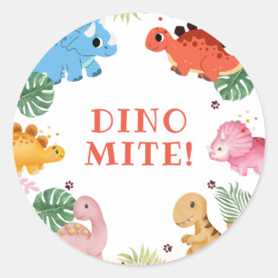Dino Party Cute Dinosaur Birthday Party  Classic Round Sticker
